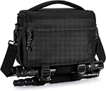 Small Camera Case with Tripod Holder, Compact Camera Shoulder Bags for DSLR/SLR/Mirrorless Cameras, Waterproof Crossbody Bag Women Men, Black